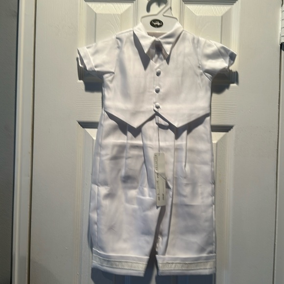 NEW 1 piece w/attached vest & tie for christening/wedding party-smoke free home - Picture 1 of 4